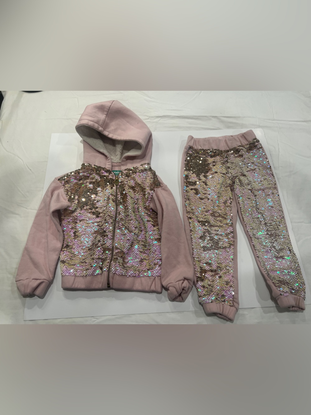 Garanimals Pink Sequin Hoodie & Jogger Set - size: 4